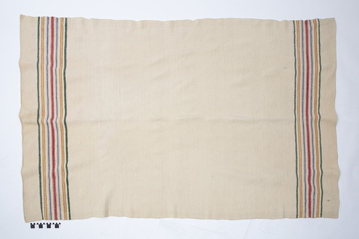 Cream cotton throw with woven stripes — photo 1 of 1